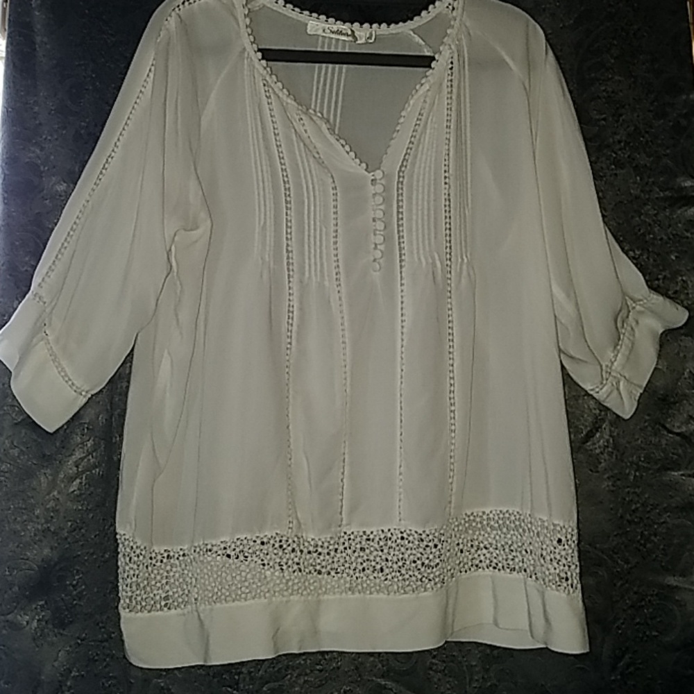 Solitaire 1X quarter sleeve white shirt